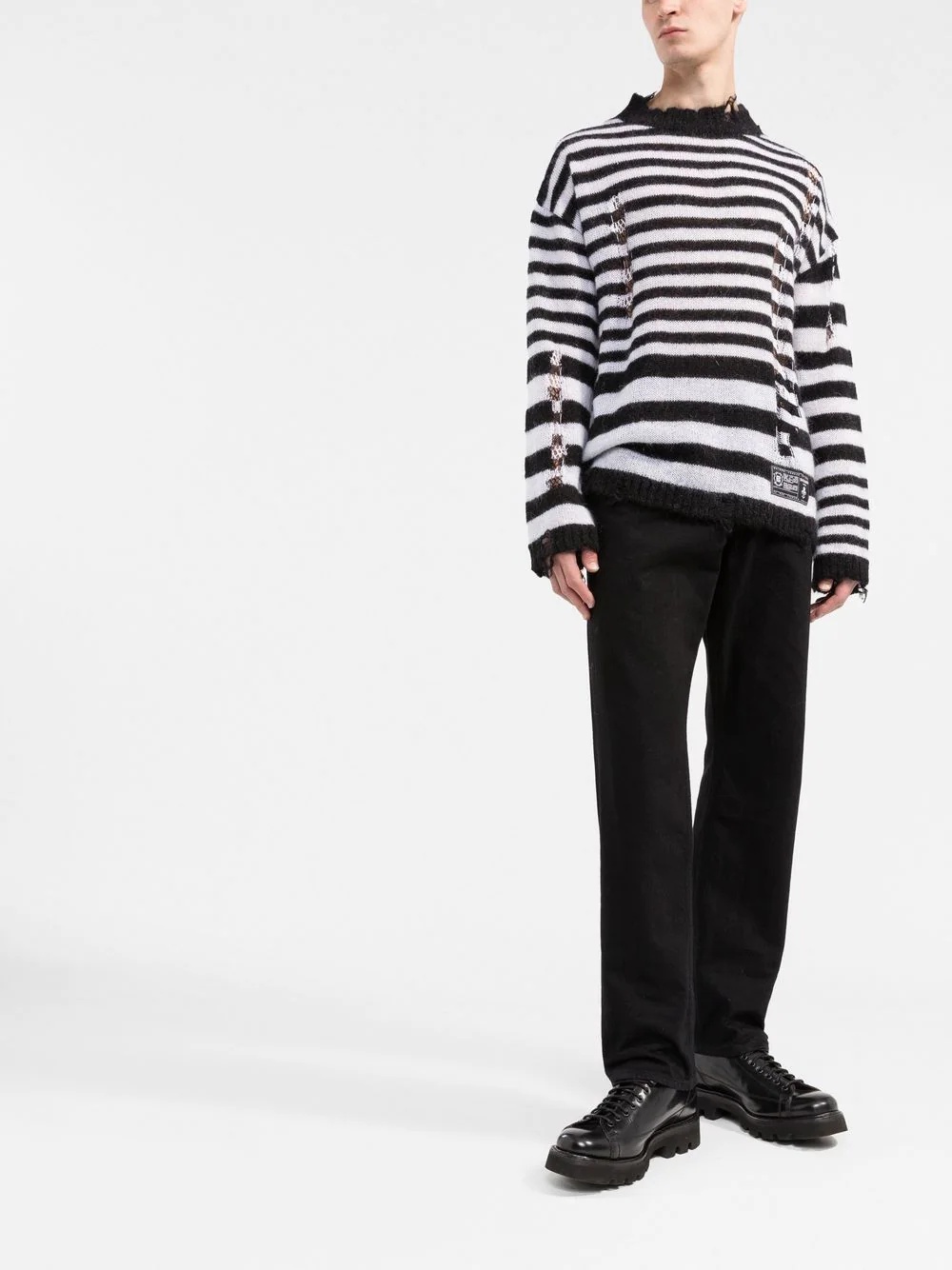 striped distressed-effect jumper - 2