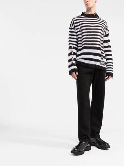 Balmain striped distressed-effect jumper outlook