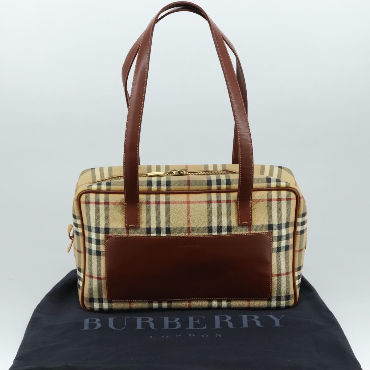 Burberry Nova Check Shoulder Bag Pvc Leather Beige - 12