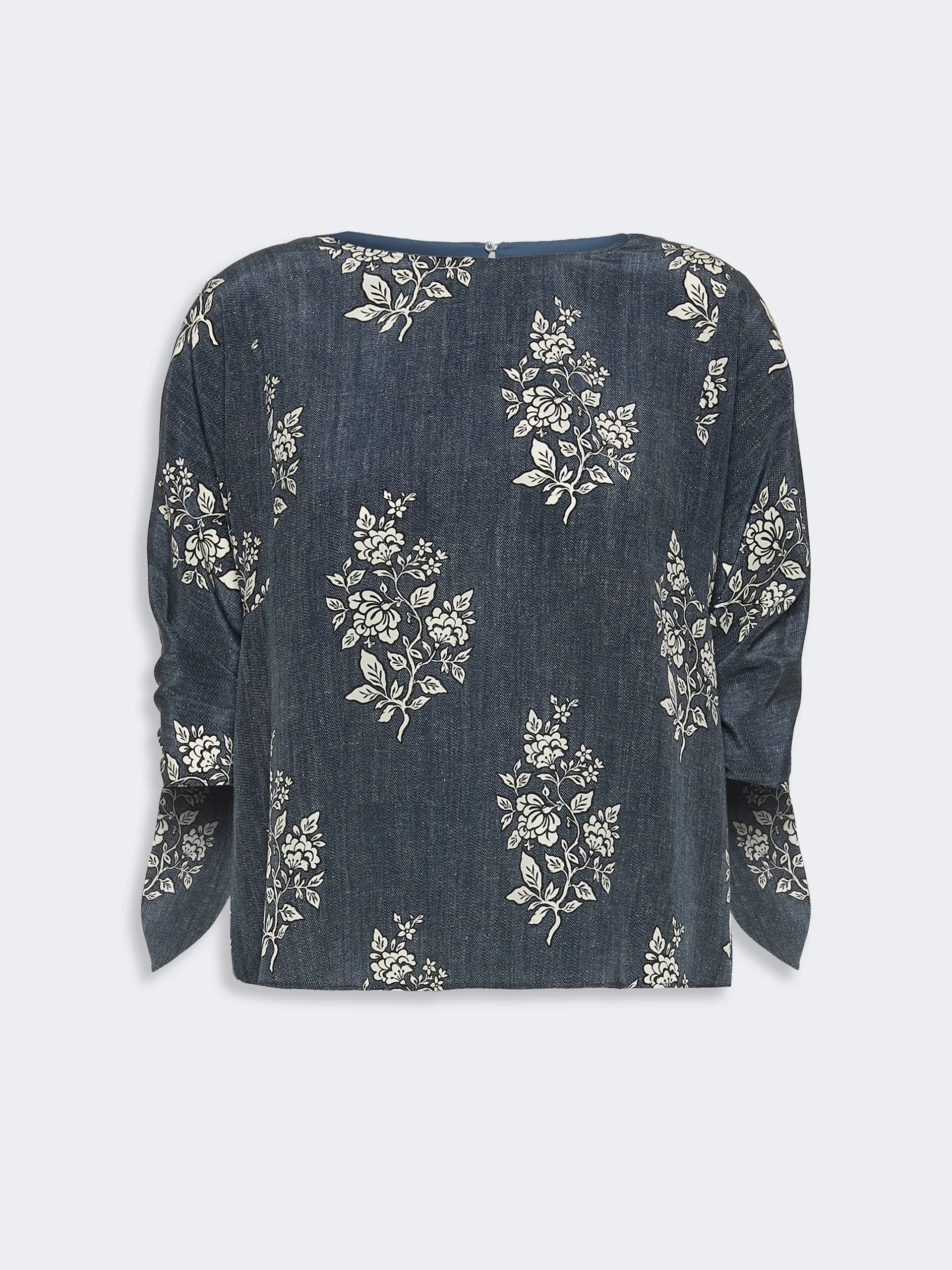 ADONE Printed silk crepe de chine blouse - NAVY - 1
