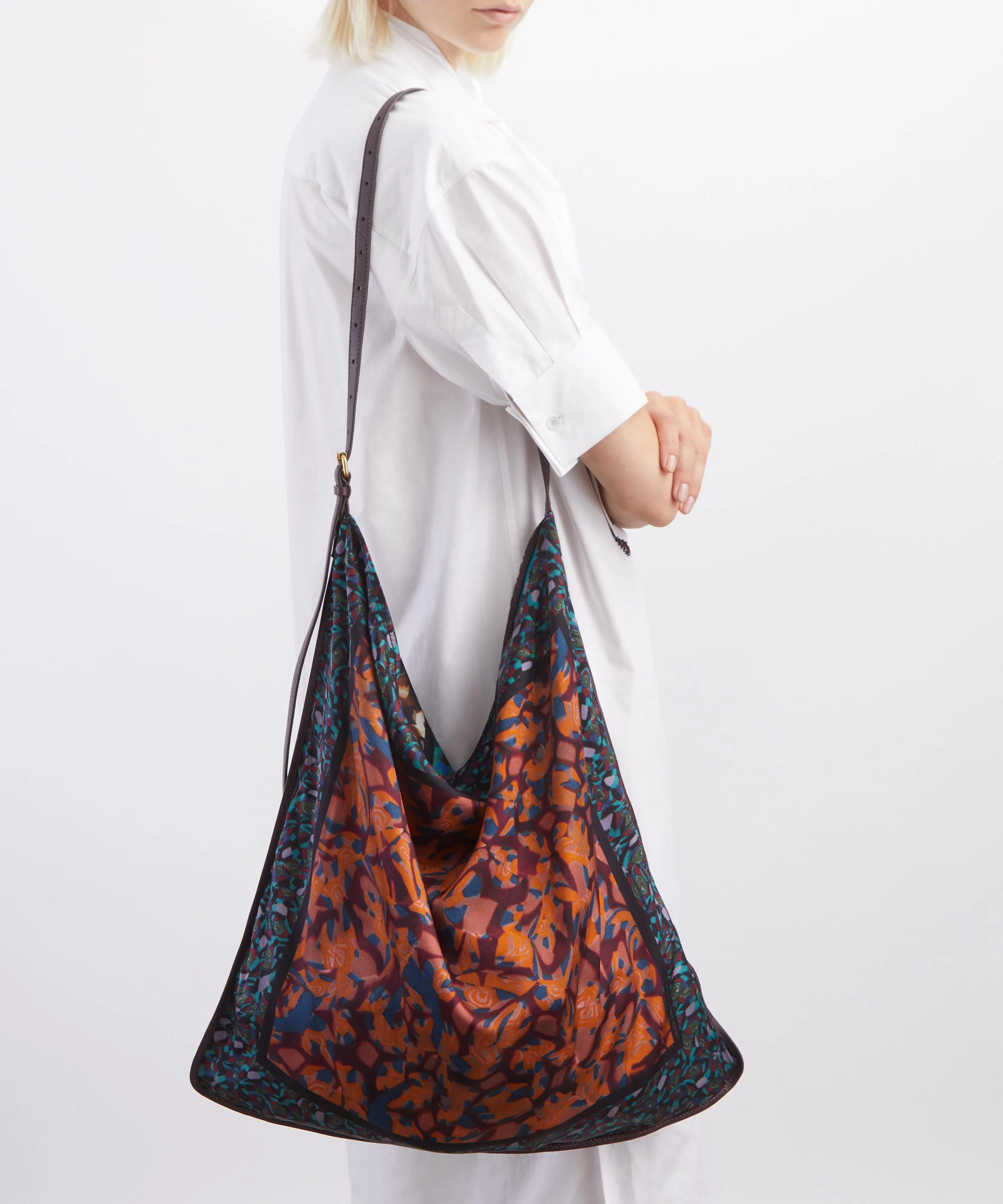Large Brown Scarf Shoulder Bag - 1