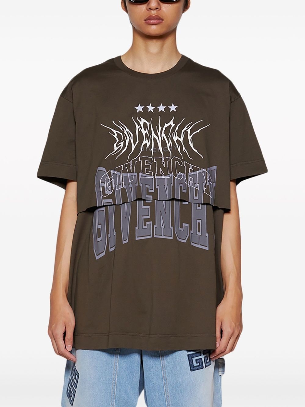 layered cotton T-shirt - 3