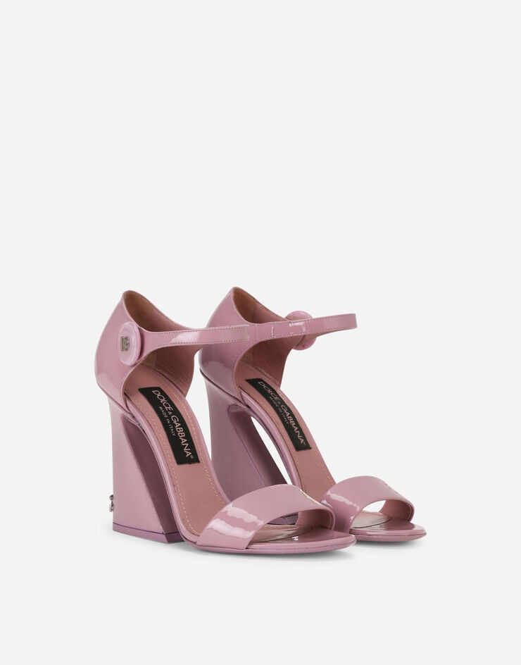 Patent leather sandals with geometric heel - 2