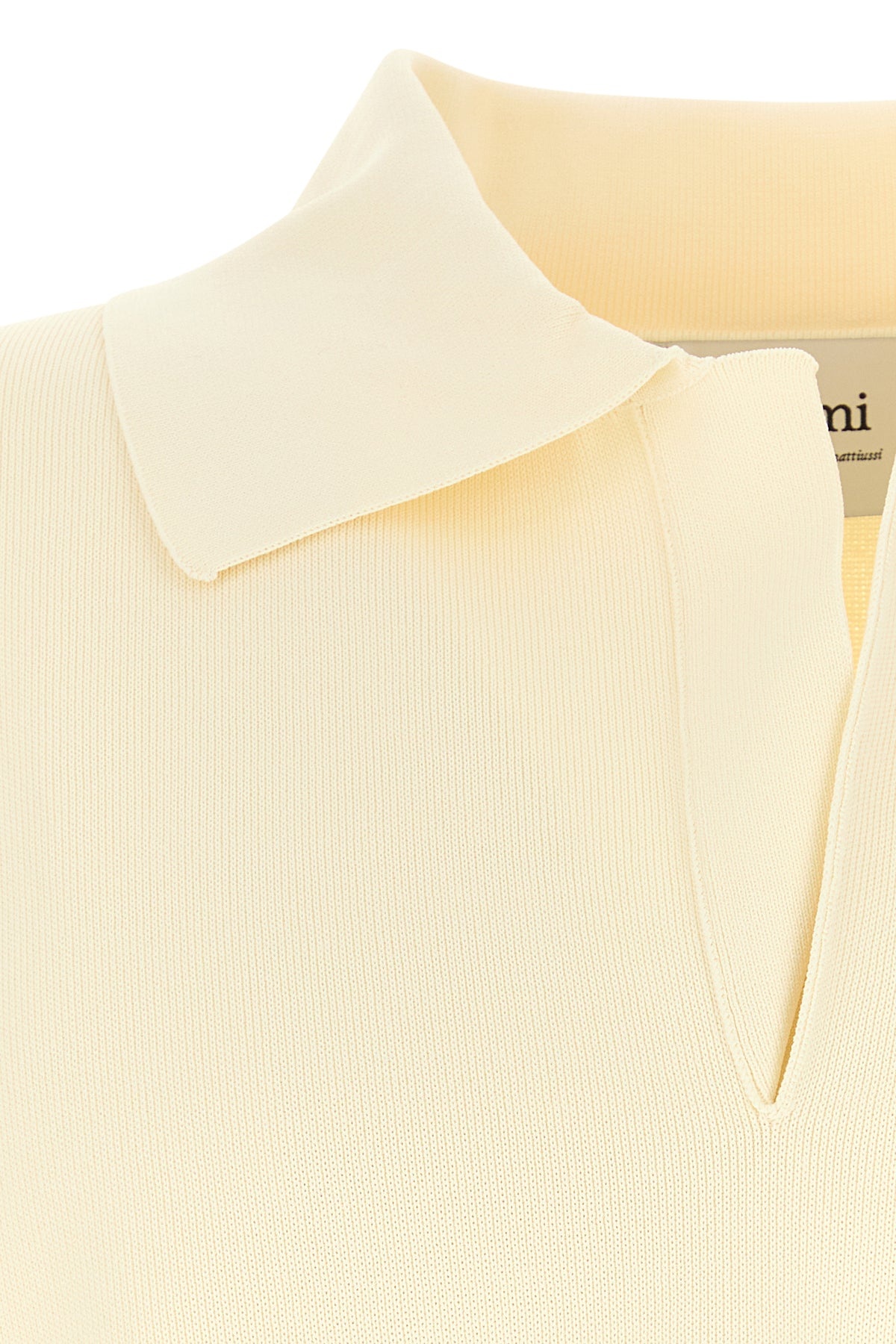 Cream viscose blend oversize polo shirt - 3