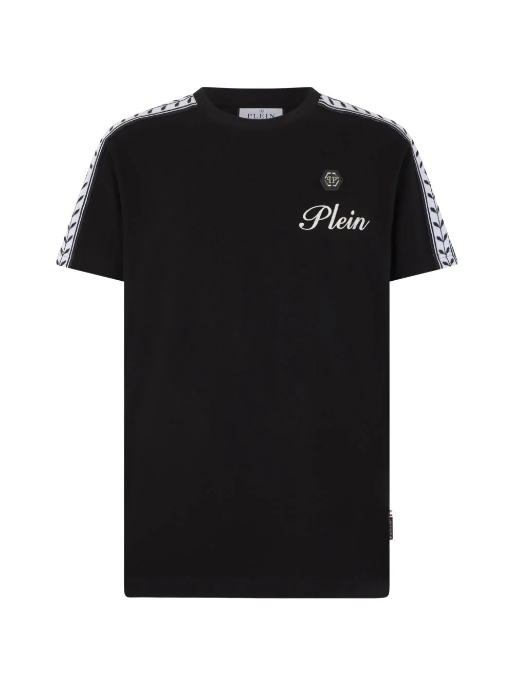 crew-neck tape T-shirt - 1