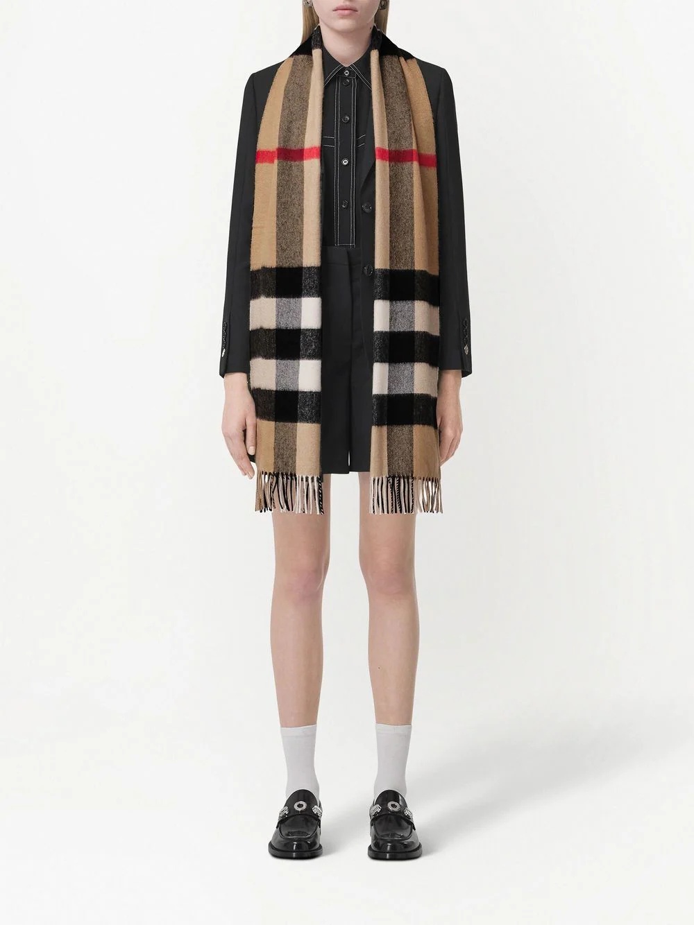 checked cashmere scarf - 3