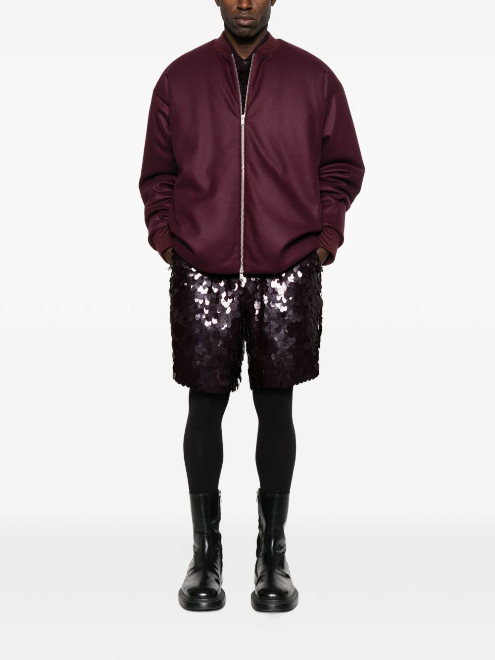 zip-up wool bomber jacket - 2