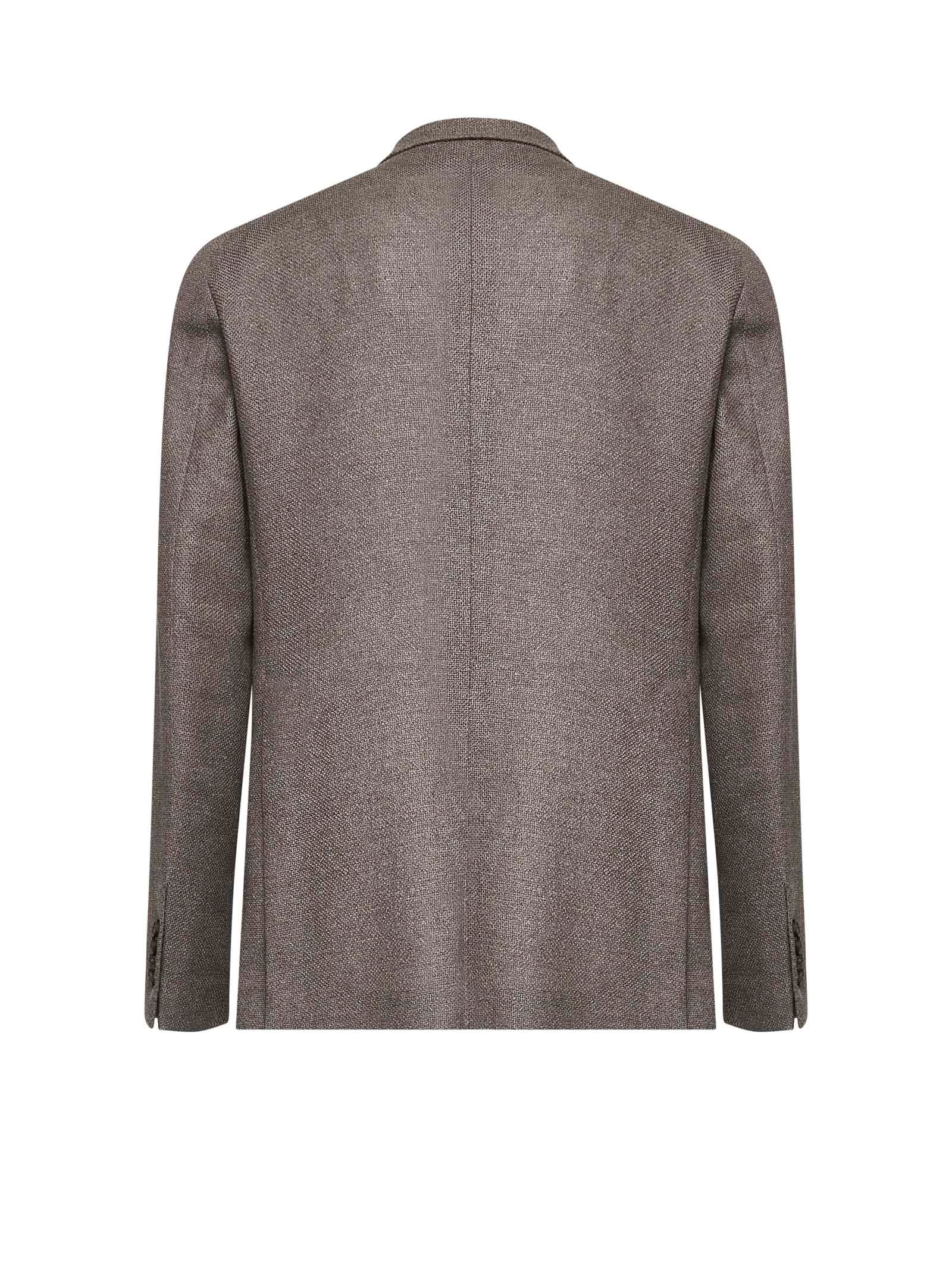 TAGLIATORE - Tagliatore Men Brown Silk And Wool Montecarlo Blazer - 2