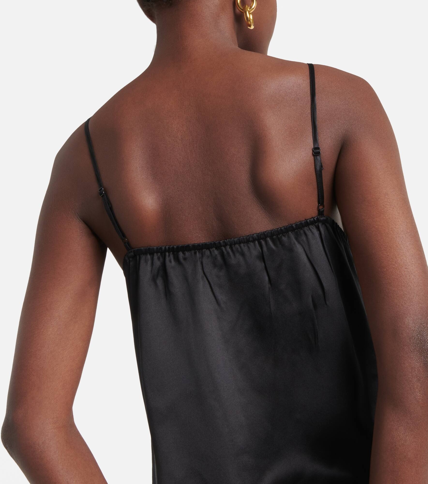 Lace-trimmed silk satin slip dress - 6