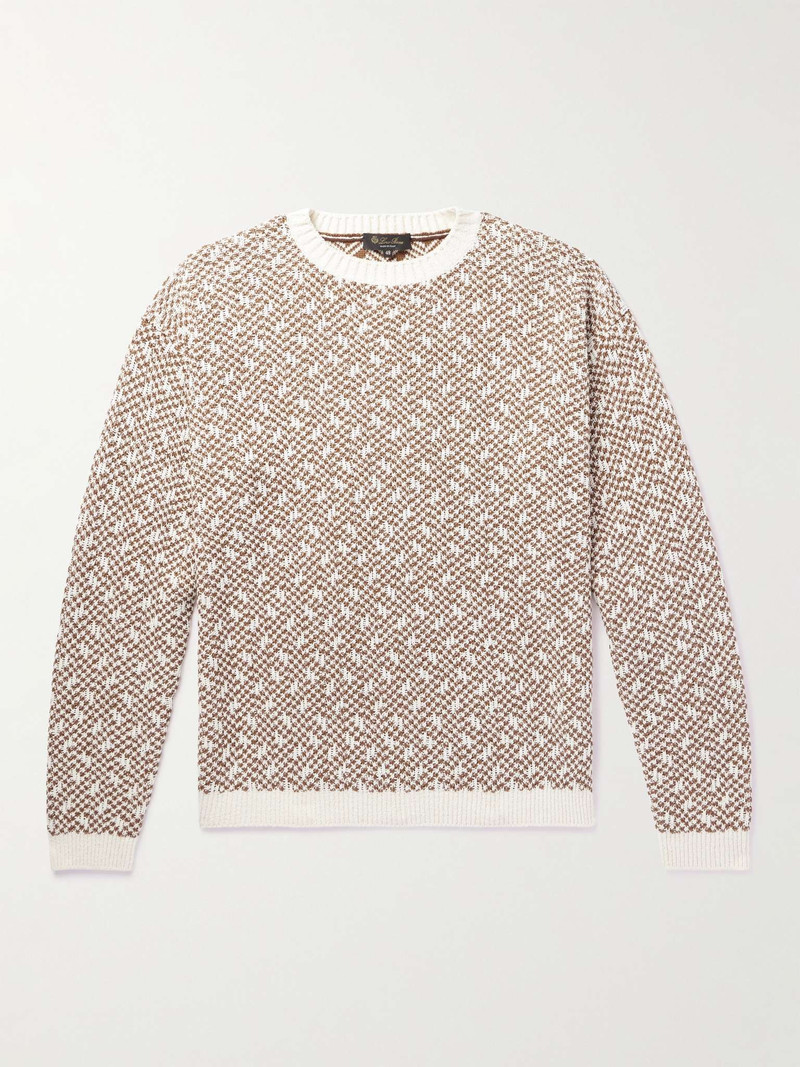 Jacquard-Knit Linen-Bouclé Sweater 1