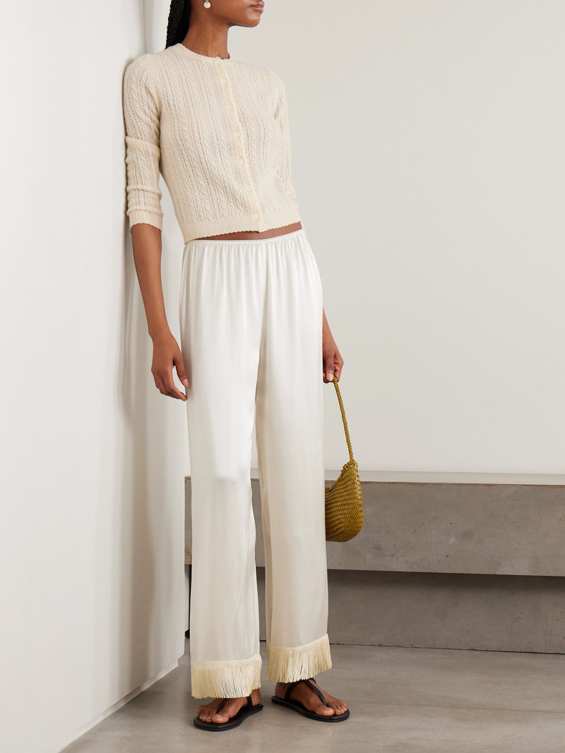DÔEN Danae Cropped Cable-knit Cashmere Cardigan outlook