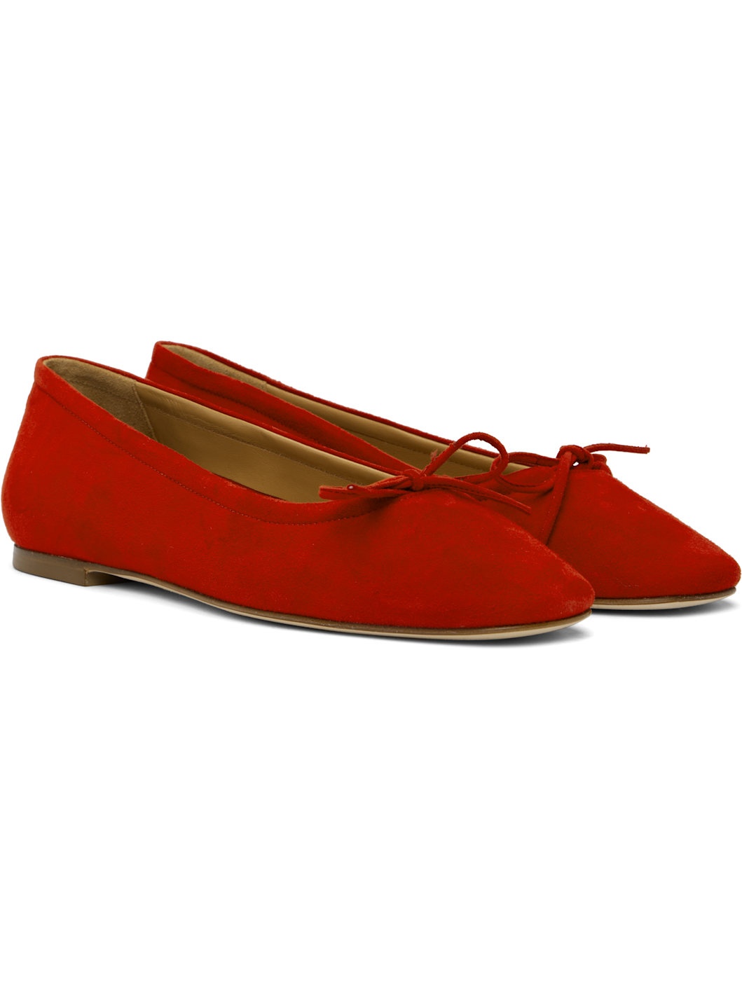 Red Delfina Suede Ballerina Flats - 4