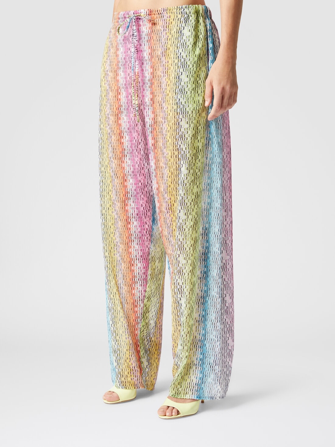 Printed cotton and silk blend trousers with drawstring - 4