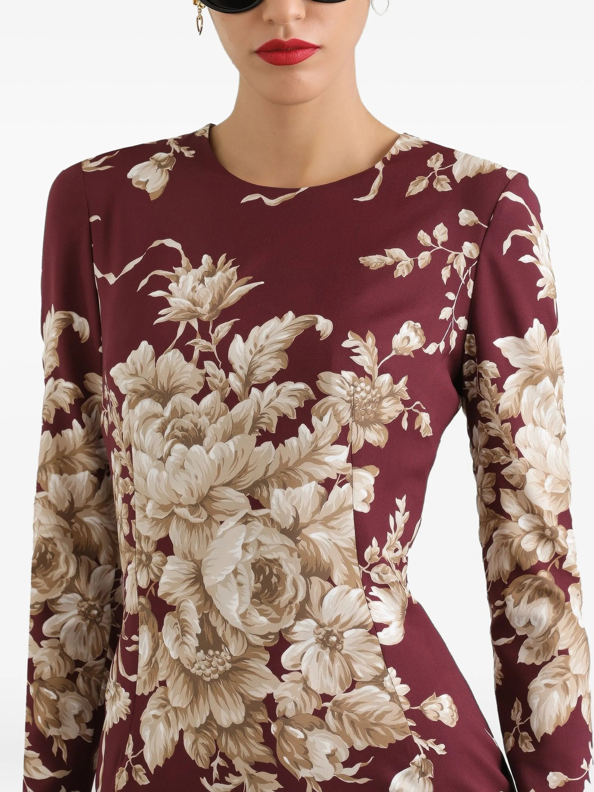 Dolce & Gabbana Floral-print Long-sleeve Midi Dress - 4