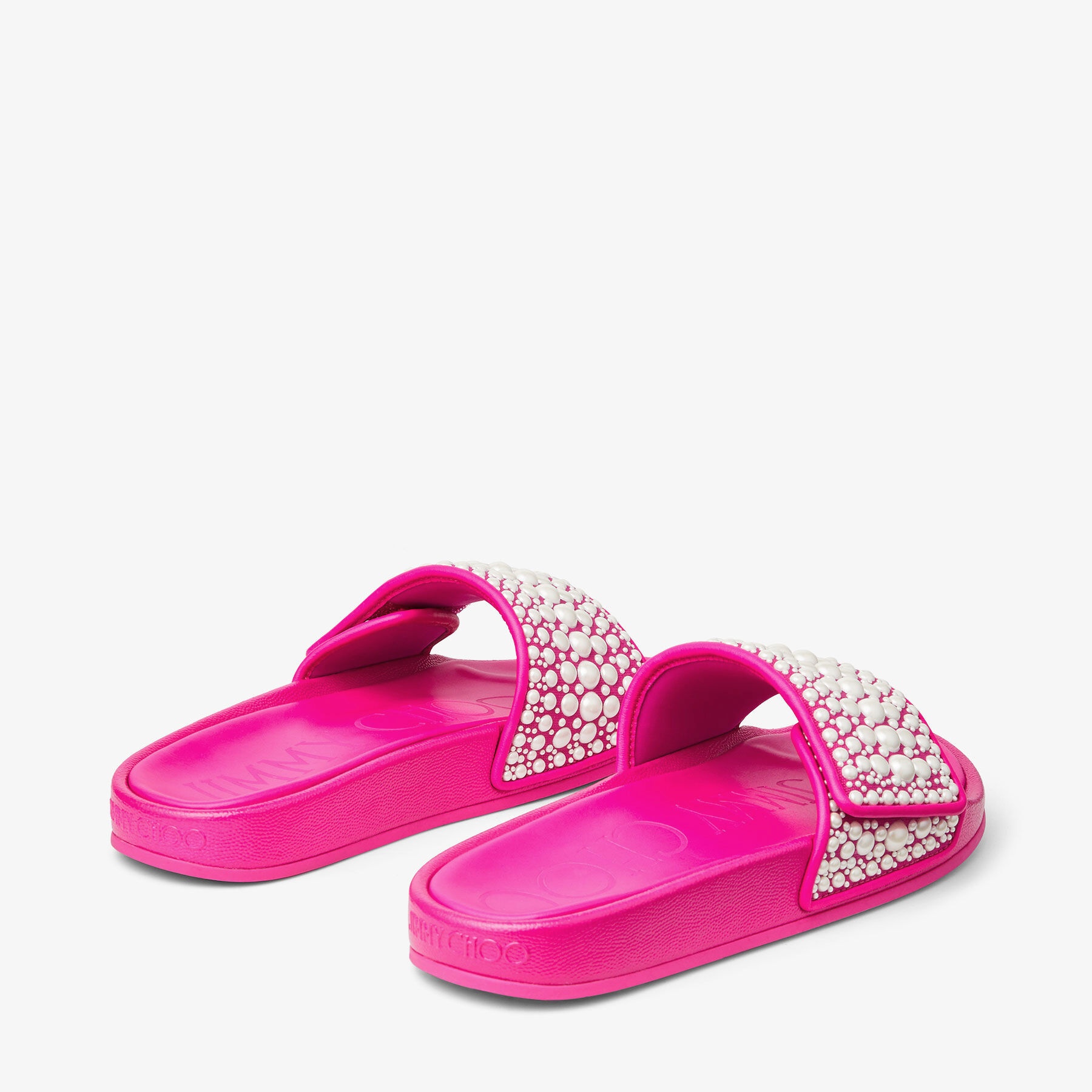 Fitz/F
Fuchsia Leather and Canvas Slides with Pearl Embellishment - 6