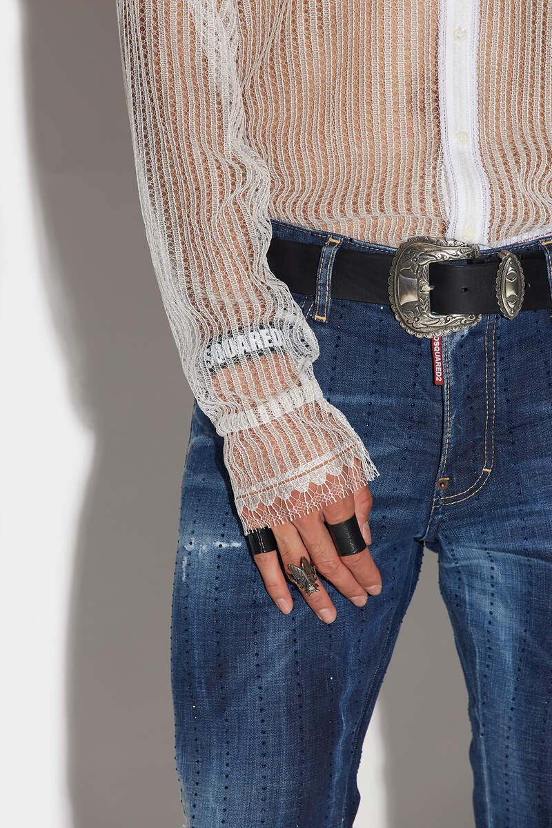 LACE DROPPED SHOULDER SHIRT - 4