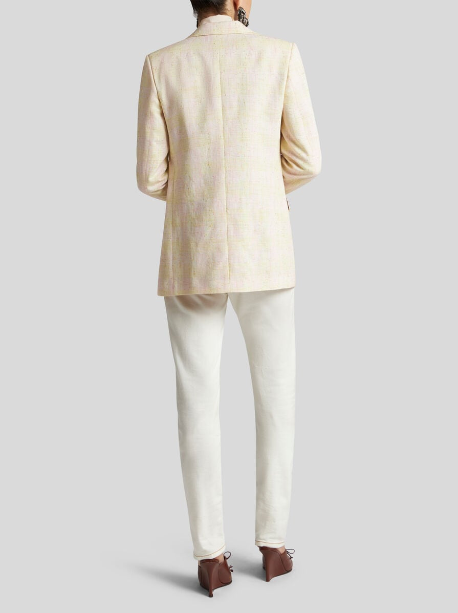 LONG CHECK JACKET WITH PEGASO BUTTONS - 4