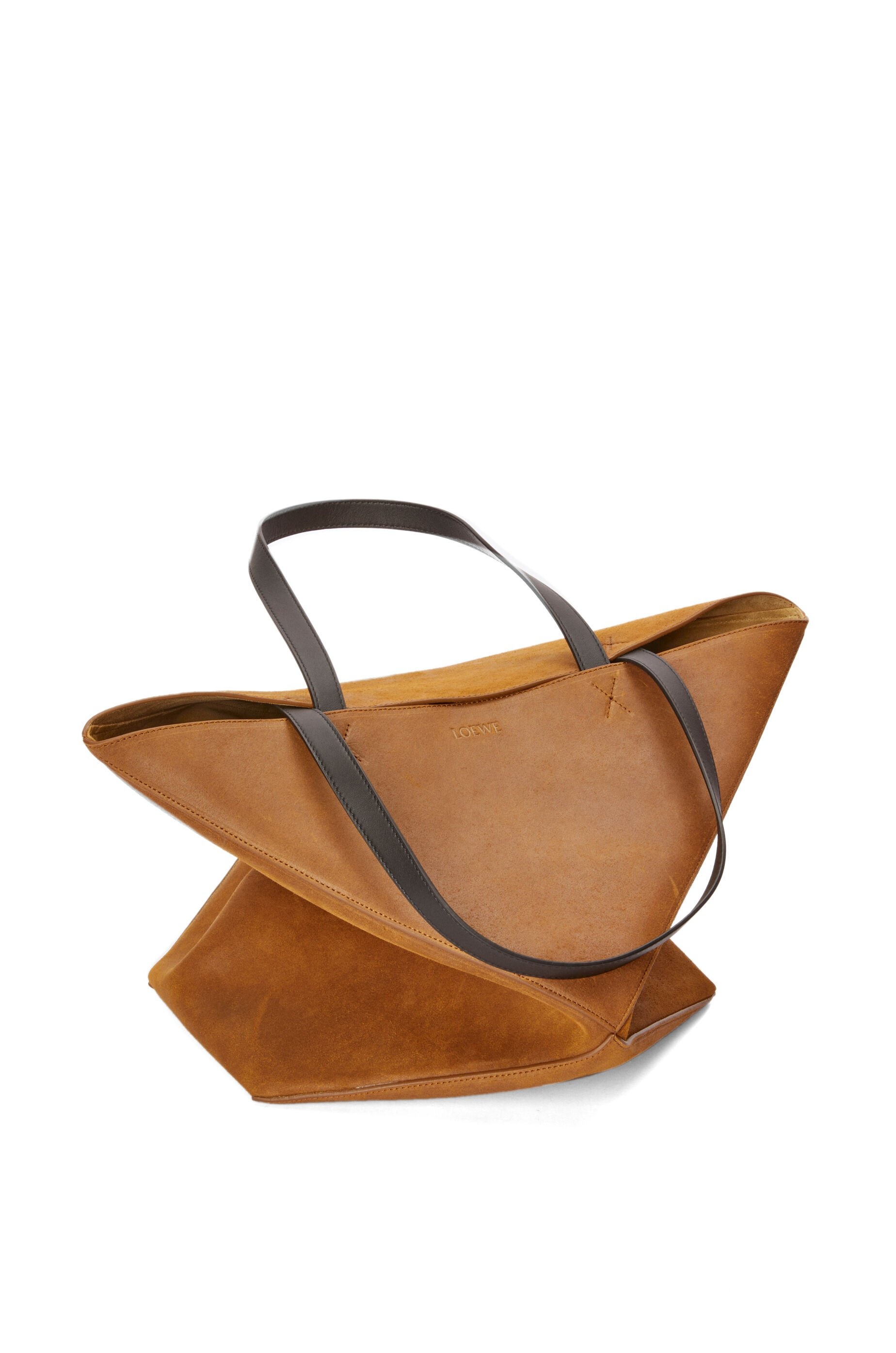 XL Puzzle Fold tote in pressed suede - 3