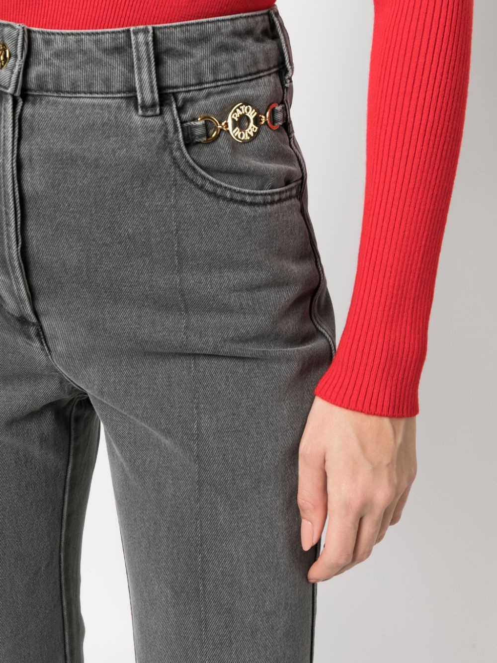 logo-embroidered flared jeans - 5