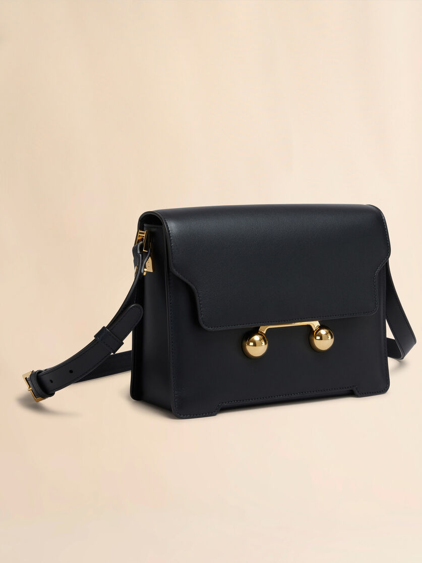 BLACK LEATHER TRUNKAROO MEDIUM SHOULDER BAG - 4