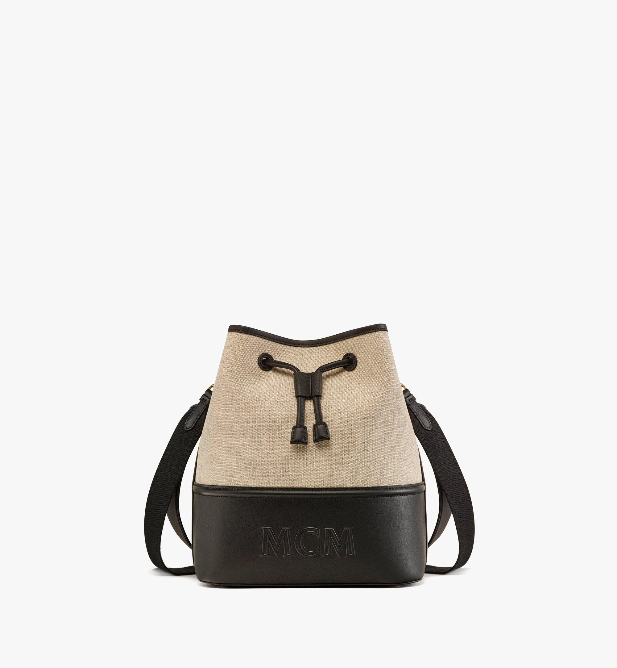 MCM Aren Drawstring Bag in Linen Leather Mix | REVERSIBLE