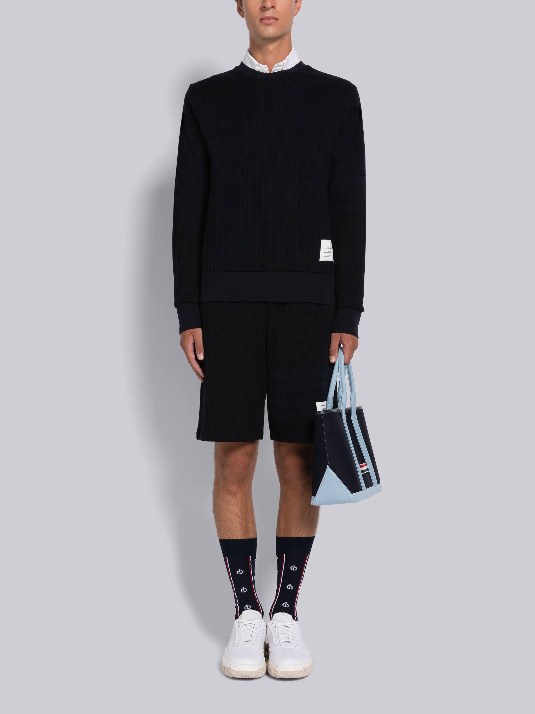 Seersucker Loopback 4-Bar Crew Neck Sweatshirt - 4