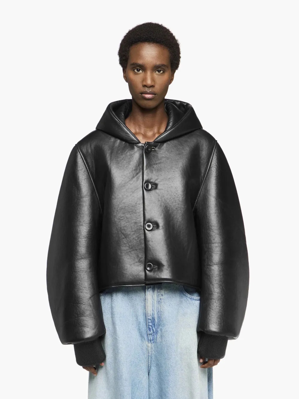 CROPPED HOODED BLOUSON JACKET - 2