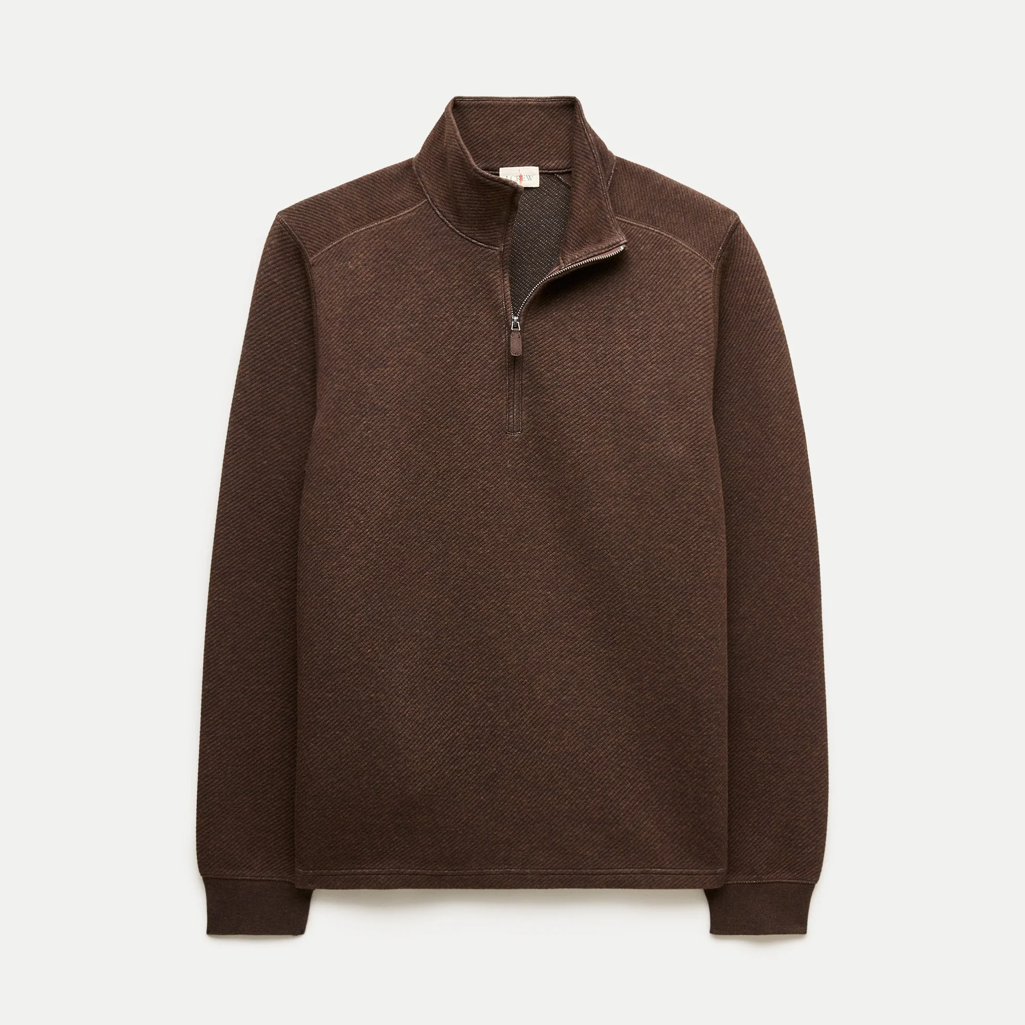 Quarter-zip pullover in cotton jacquard - 1