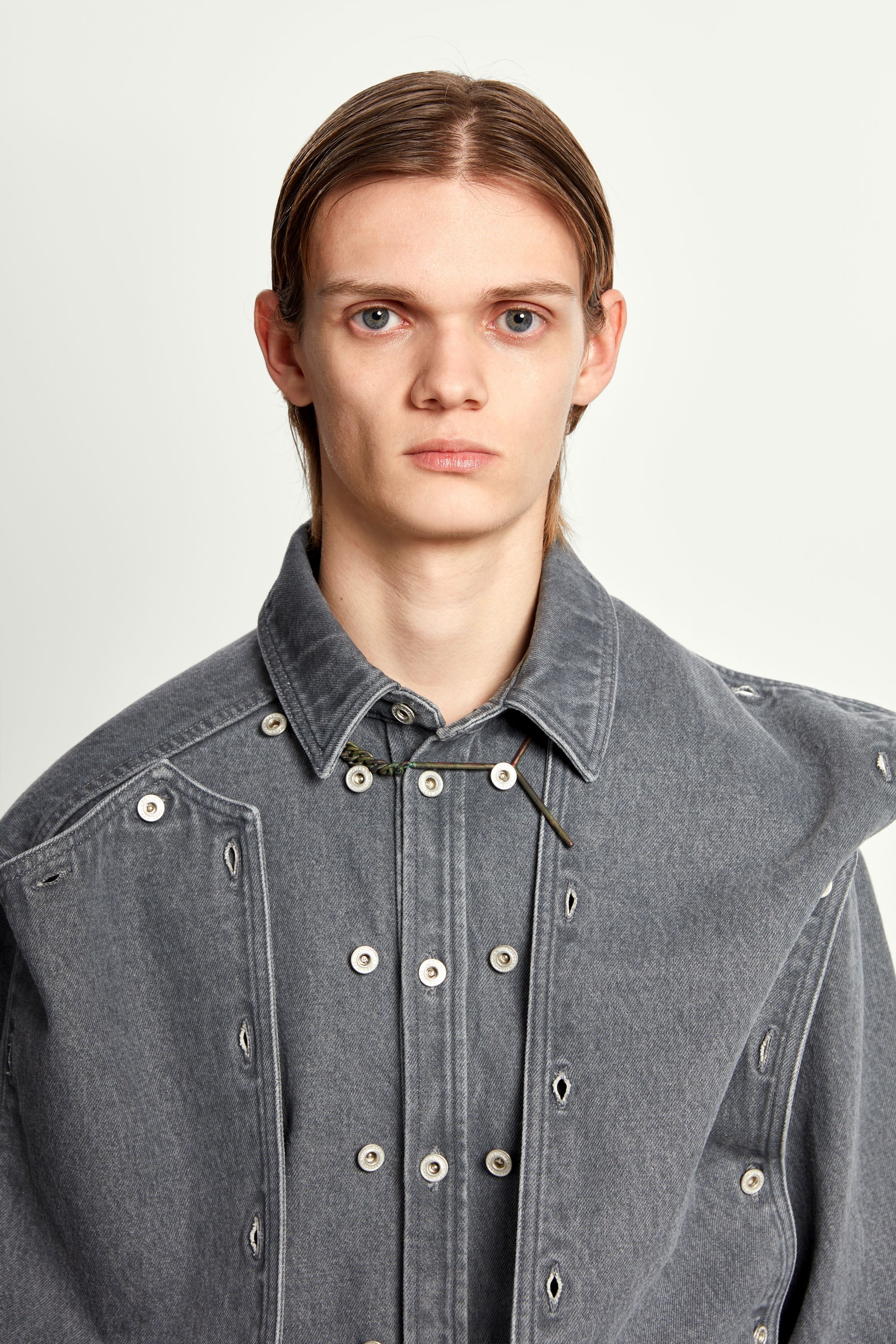 Classic Button Panel Denim Shirt - 3