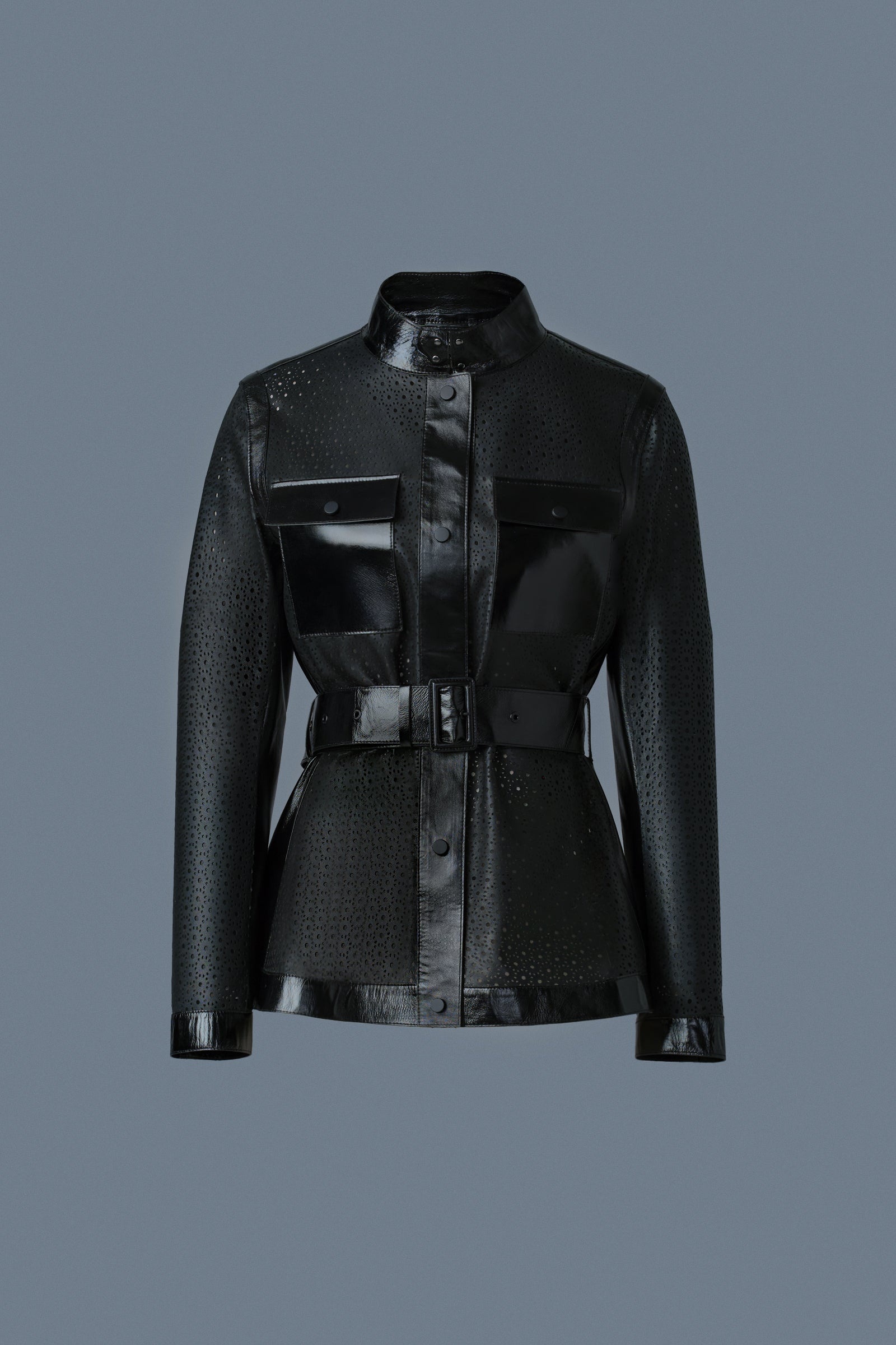 NAEVA Perforated Leather Peplum Jacket - 1