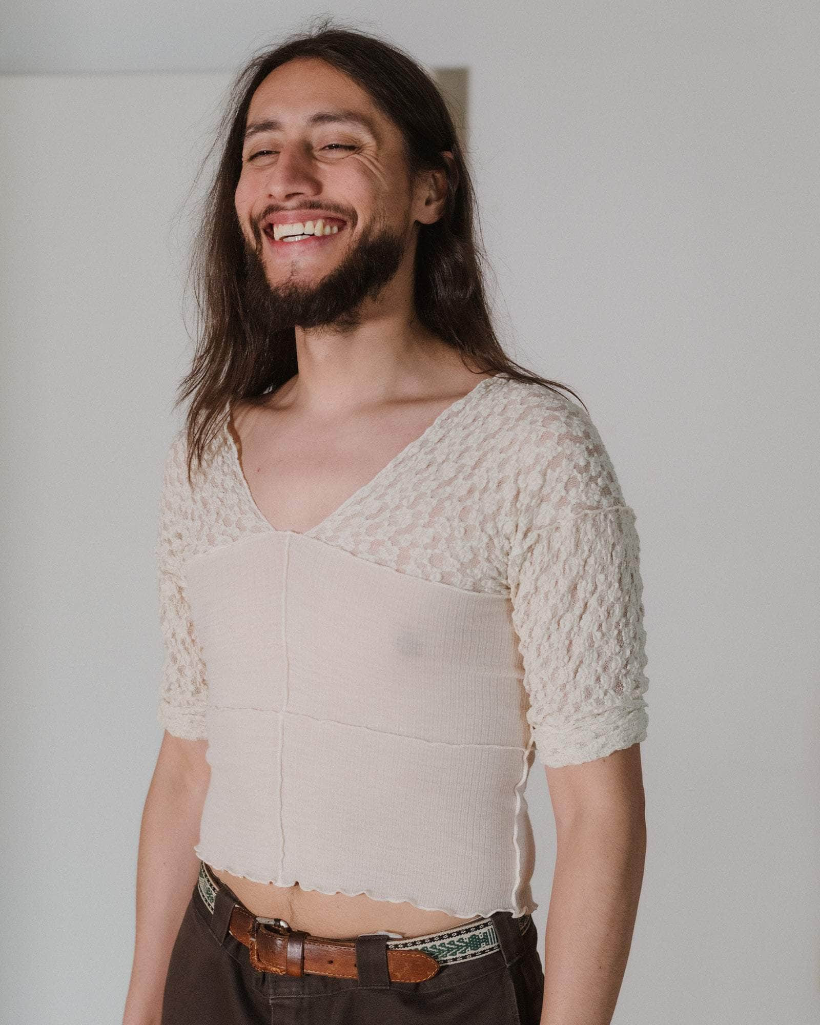 Nehru Long Sleeve Tee - Lace & Wool - 8