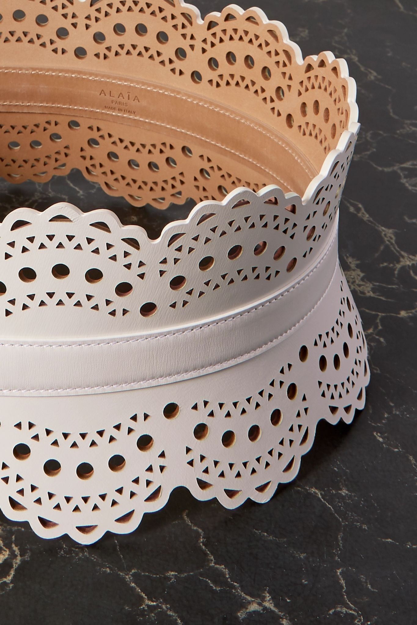 Laser-cut leather waist belt - 5