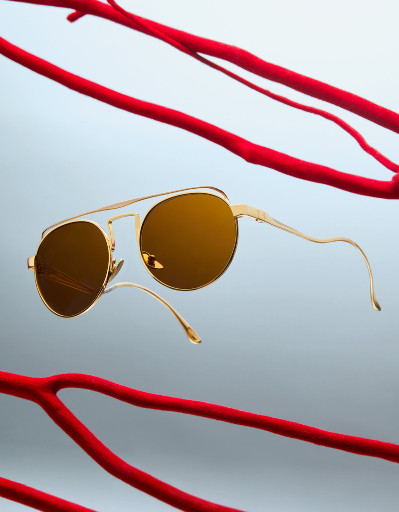 Ferrari Ferrari sunglasses in matte goldtitanium with blue lenses outlook