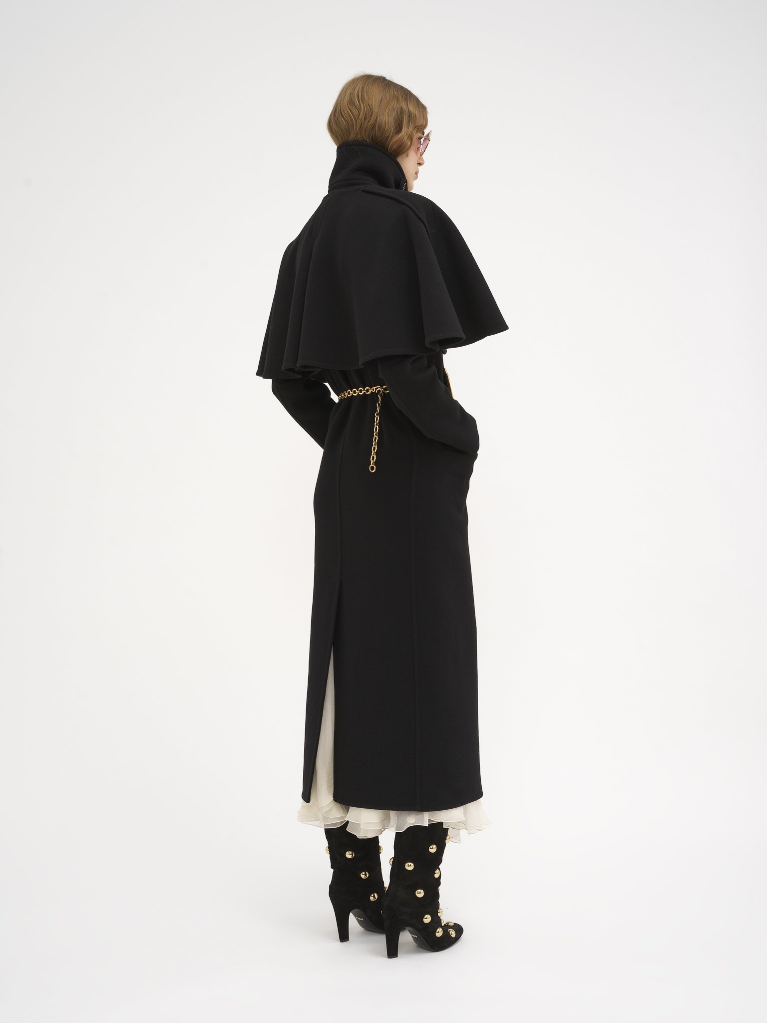 LONG COAT IN DOUBLE-FACE WOOL WITH CAPE - 6