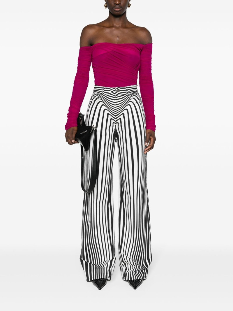 MUGLER off-shoulder ruched bodysuit outlook