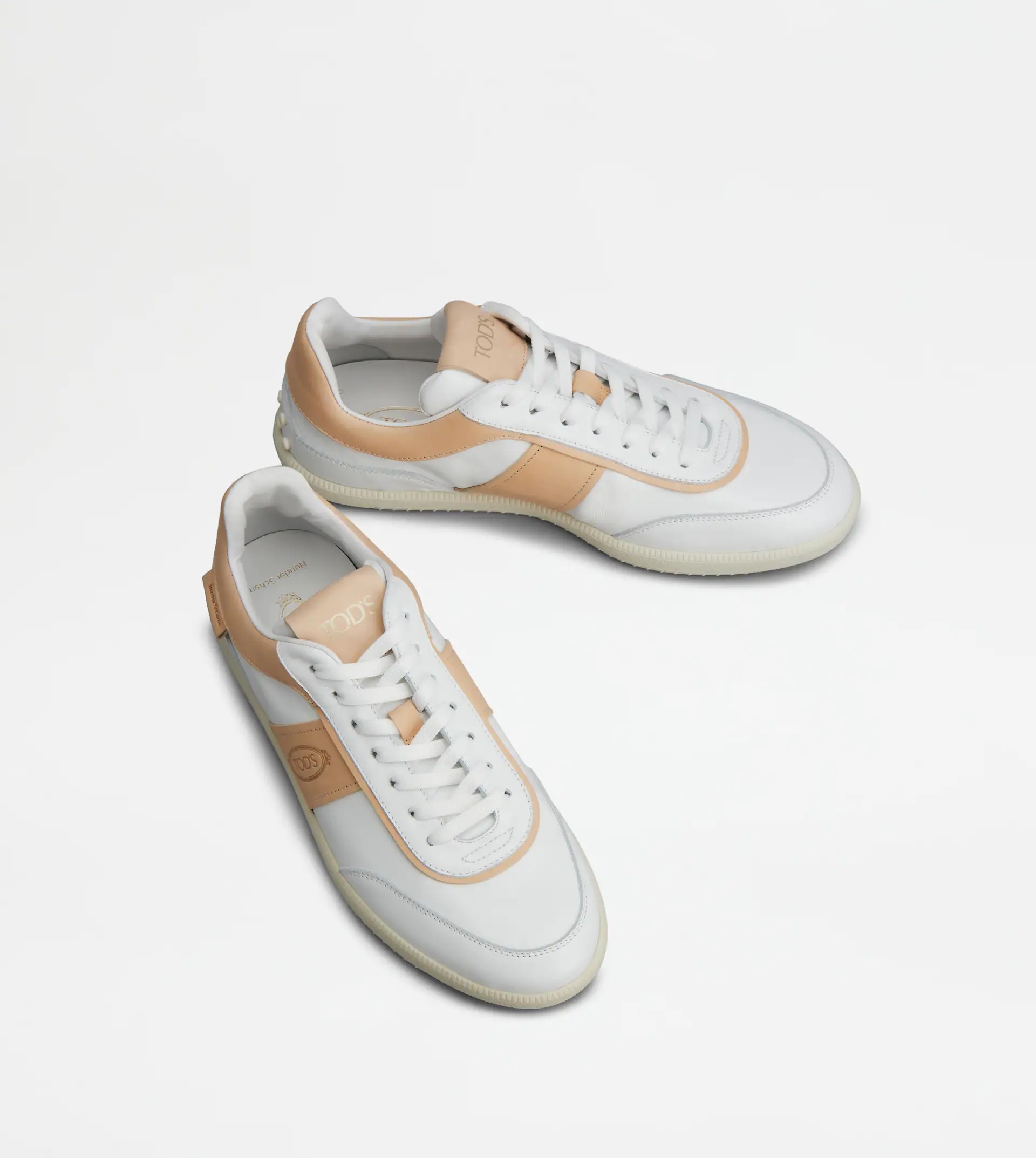 TOD'S TABS SNEAKERS IN LEATHER - WHITE, BEIGE - 3