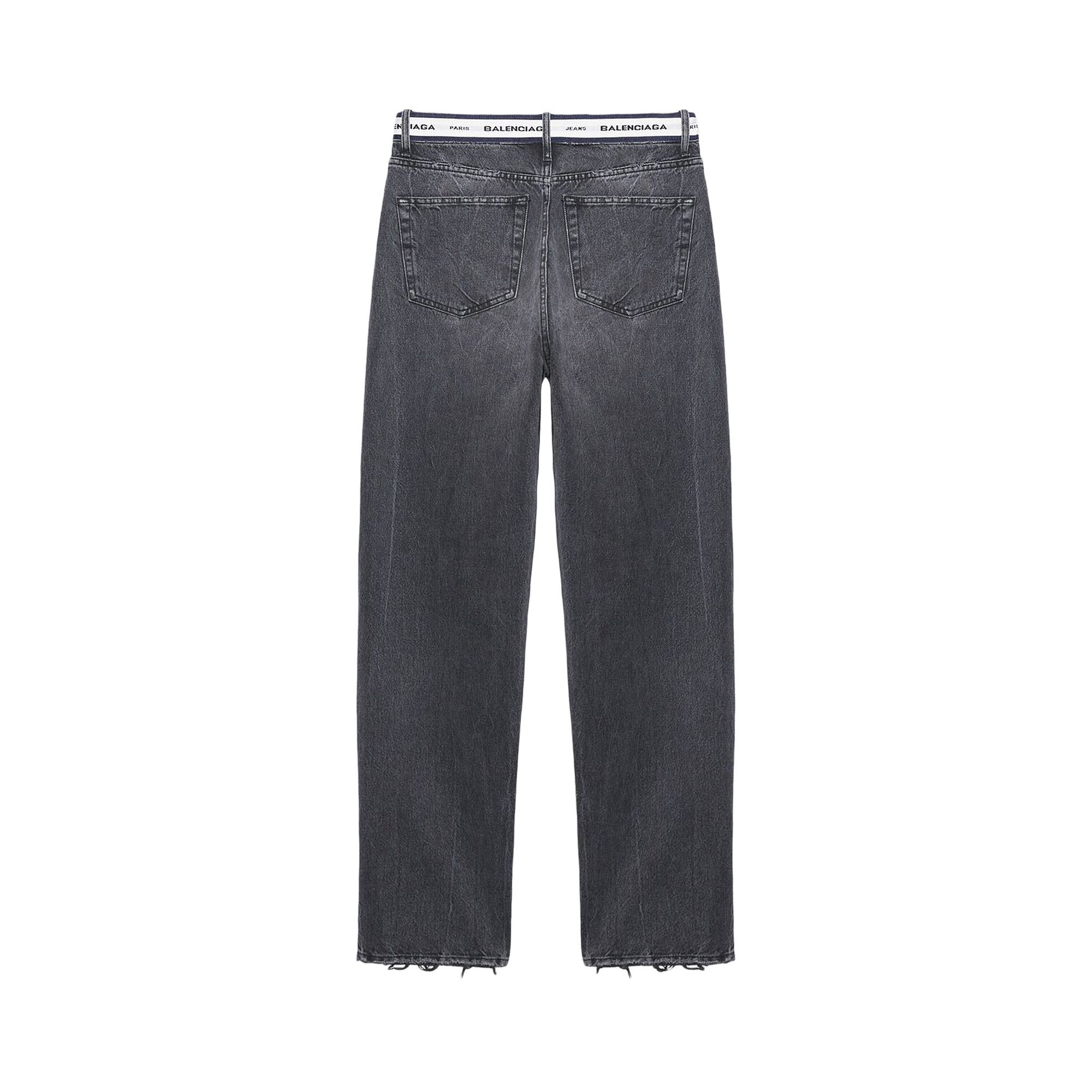 Balenciaga Logo Waistband Pants 'Black/White' - 2