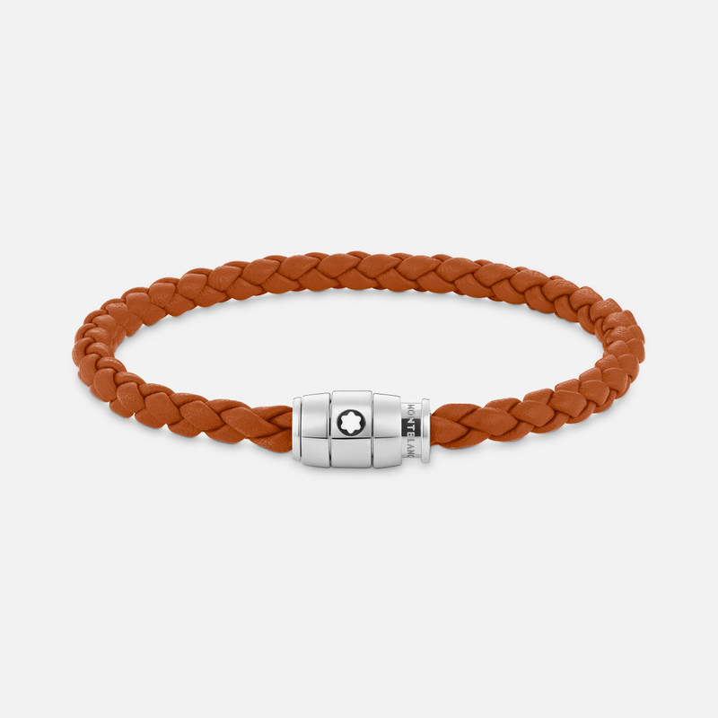Bracelet Steel 3 rings Meisterstück collection in rust leather - 1
