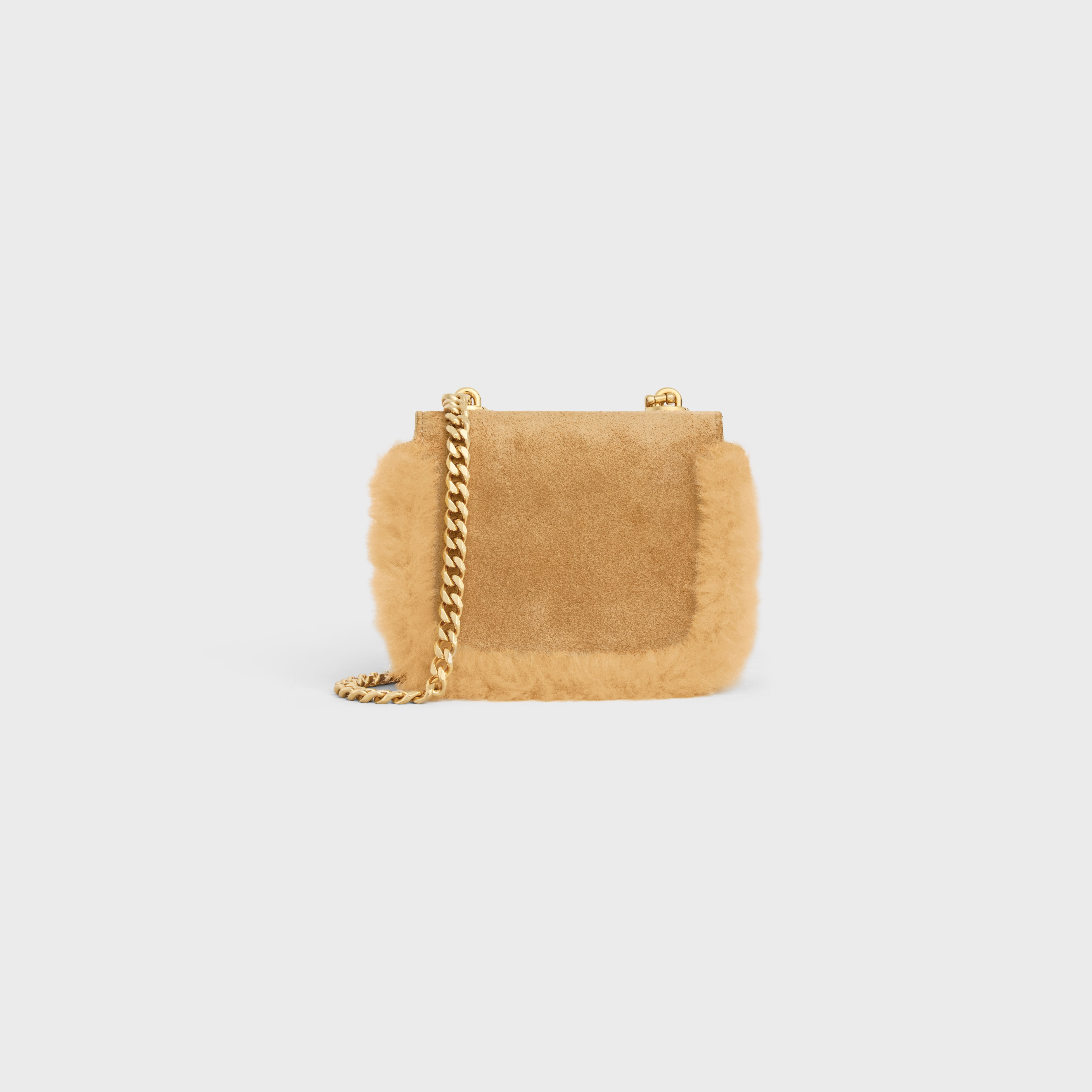 MINI CHAIN CLAUDE in SUEDE CALFSKIN AND SHEARLING - 3