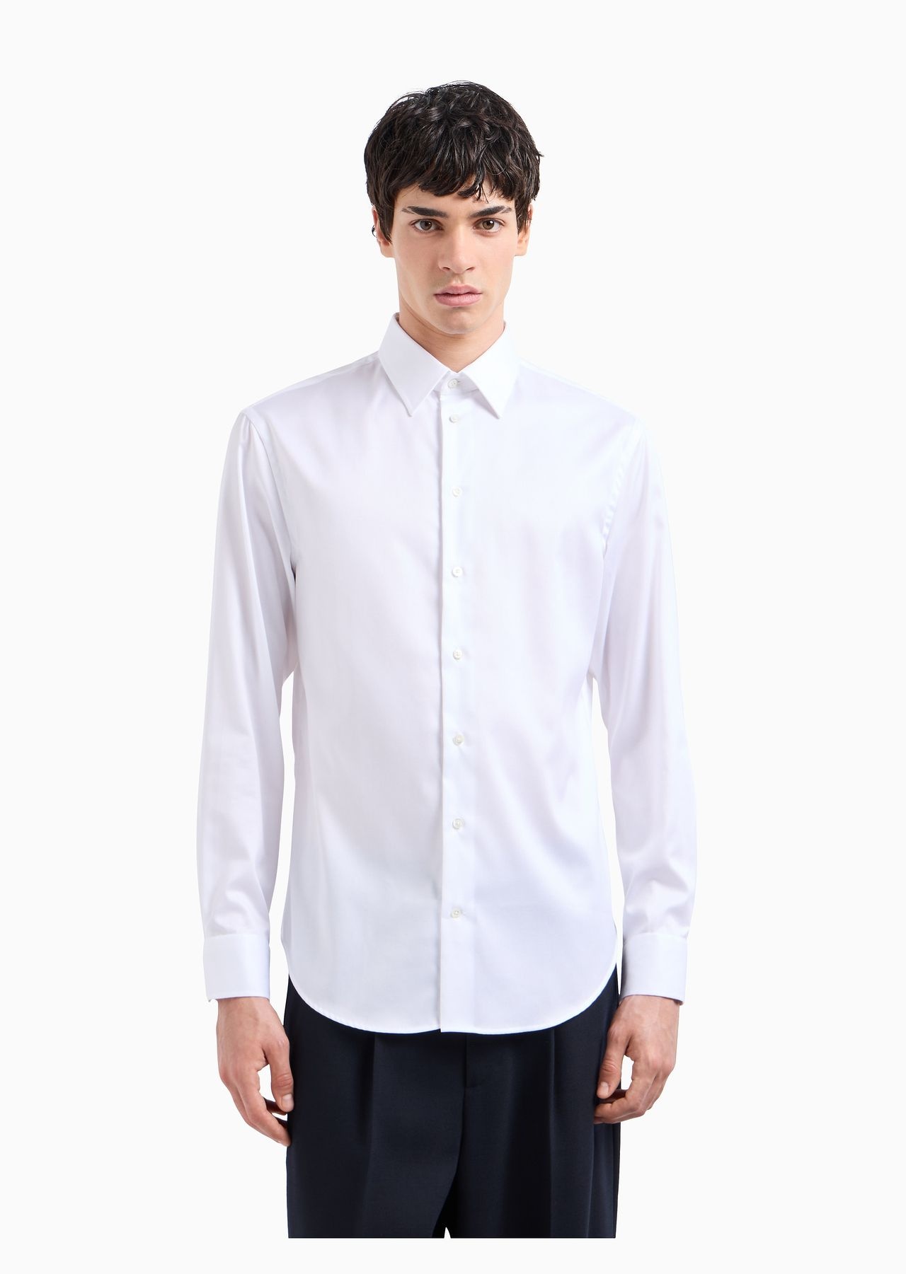 Modern-fit, stretch-cotton, non-iron shirt with a stiff collar - 2