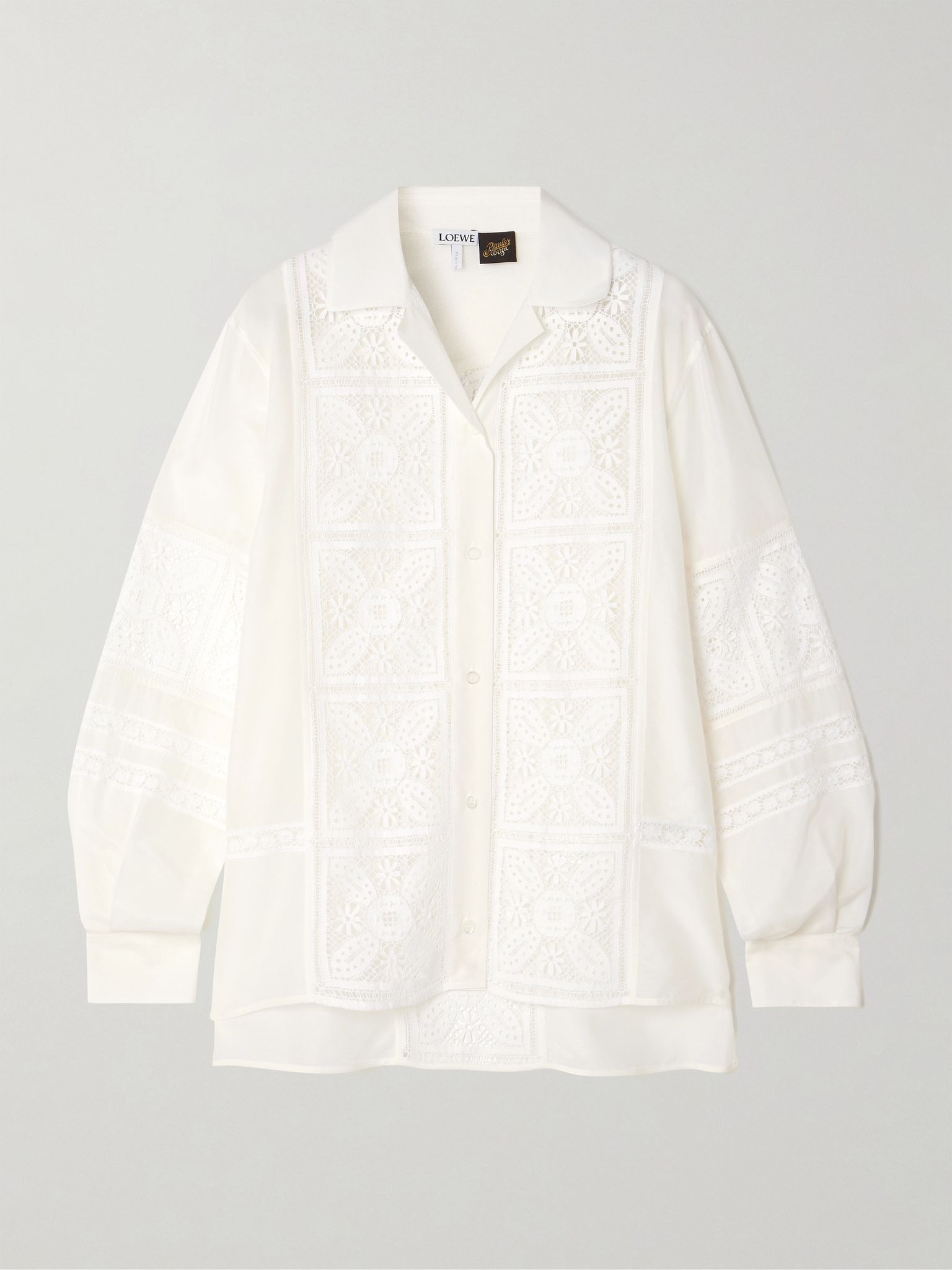 + Paula's Ibiza broderie anglaise cotton and silk-blend shirt White - 1