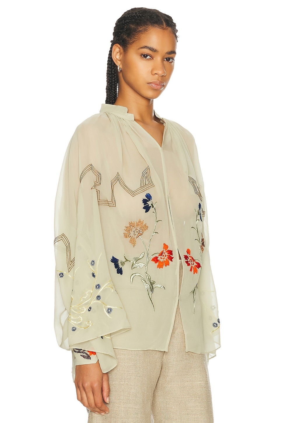 Embroidered Flower Study Shirt - 2