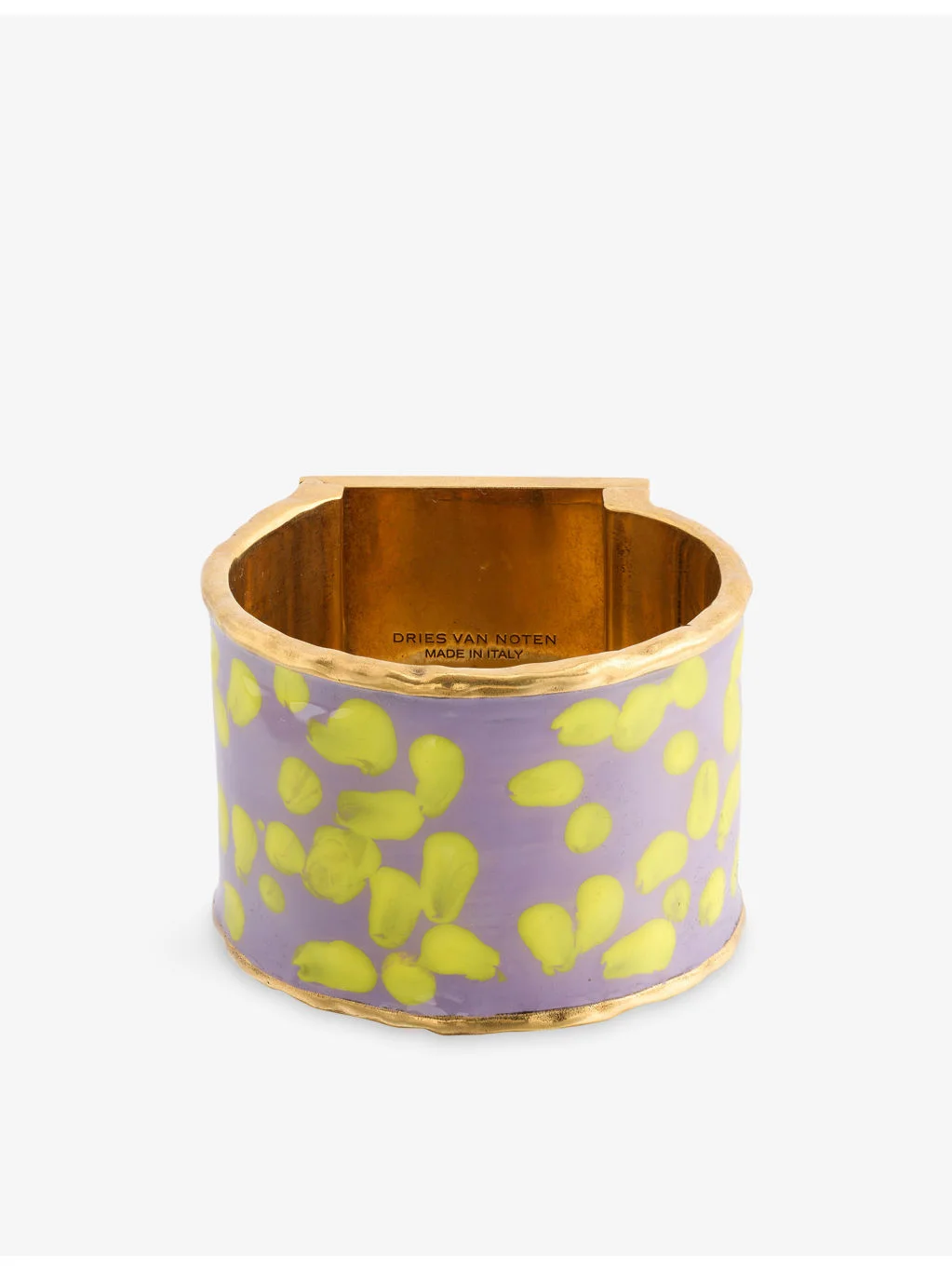 Handmade Painted Brass and Enamel Cuff Bracelet - 1