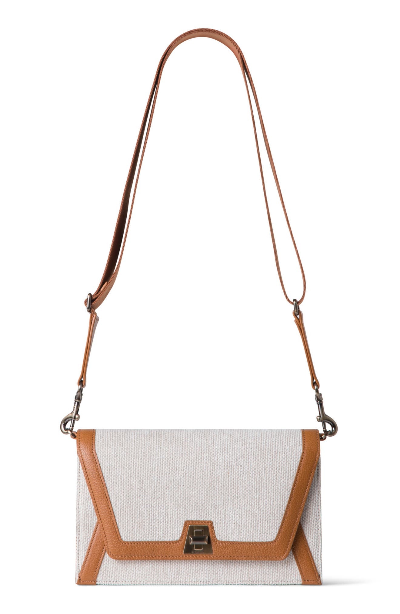 Akris Anouk Canvas & Calfskin Shoulder Bag in Stucco/Cuoio at Nordstrom - 7