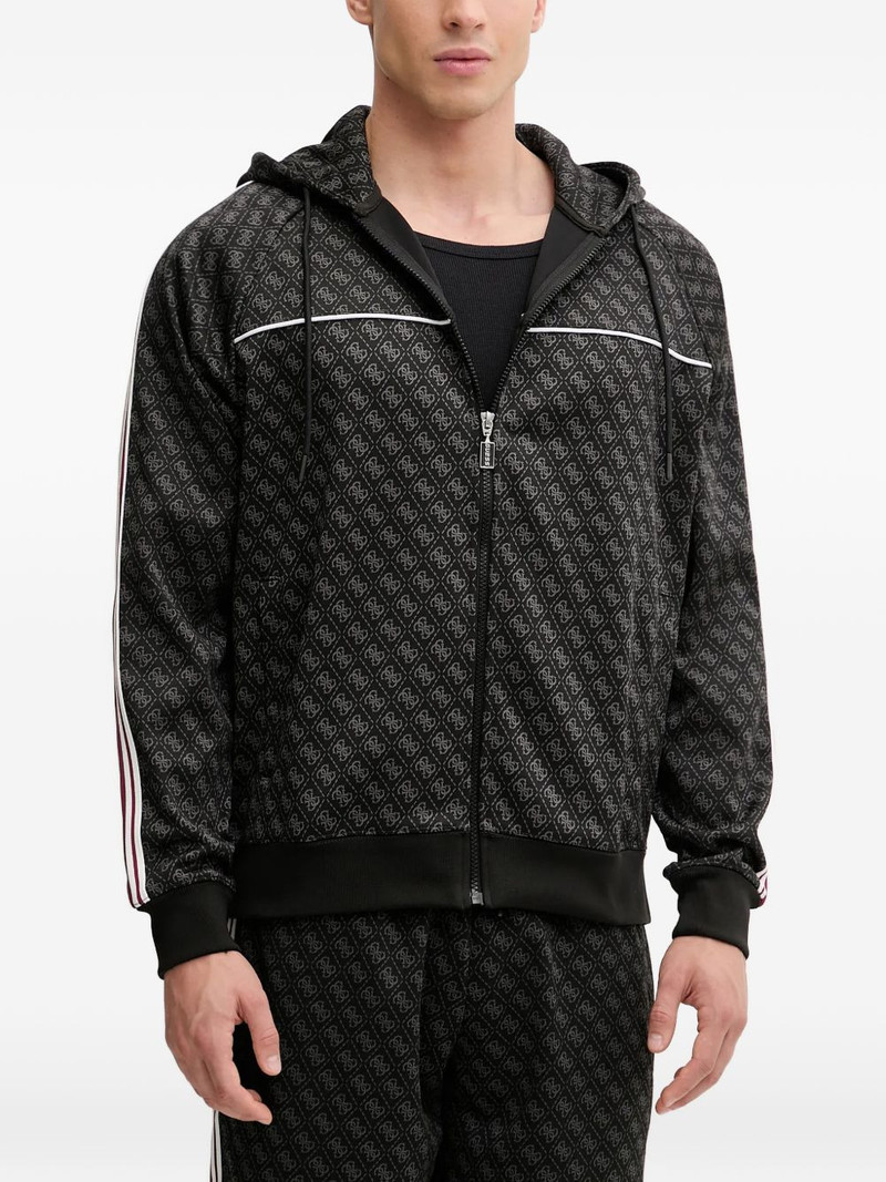 monogram-pattern striped hoodie 1