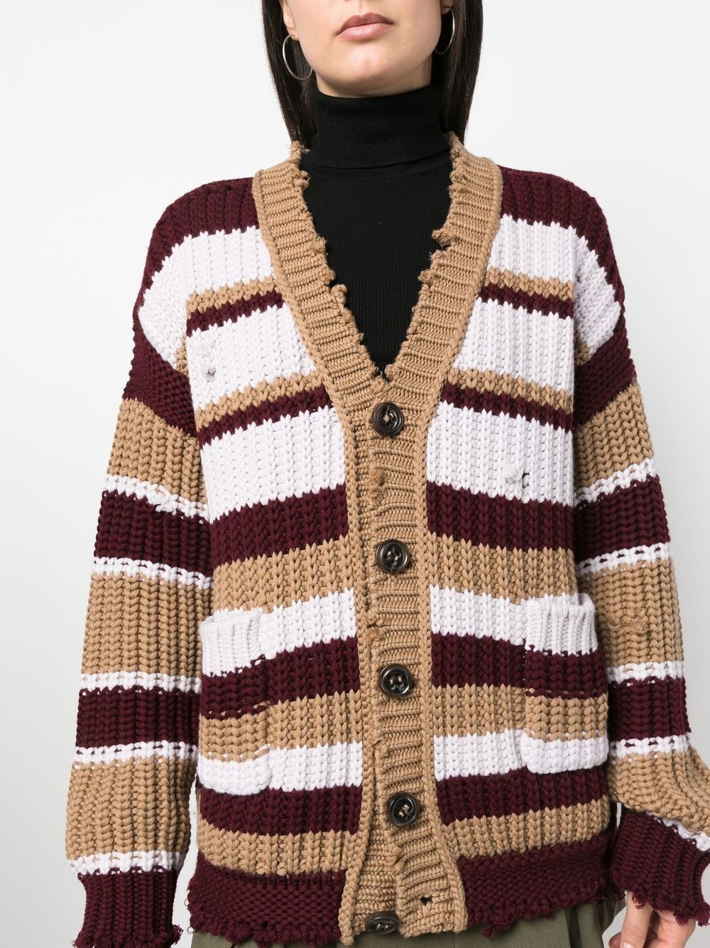 striped buttoned cardigan - 5