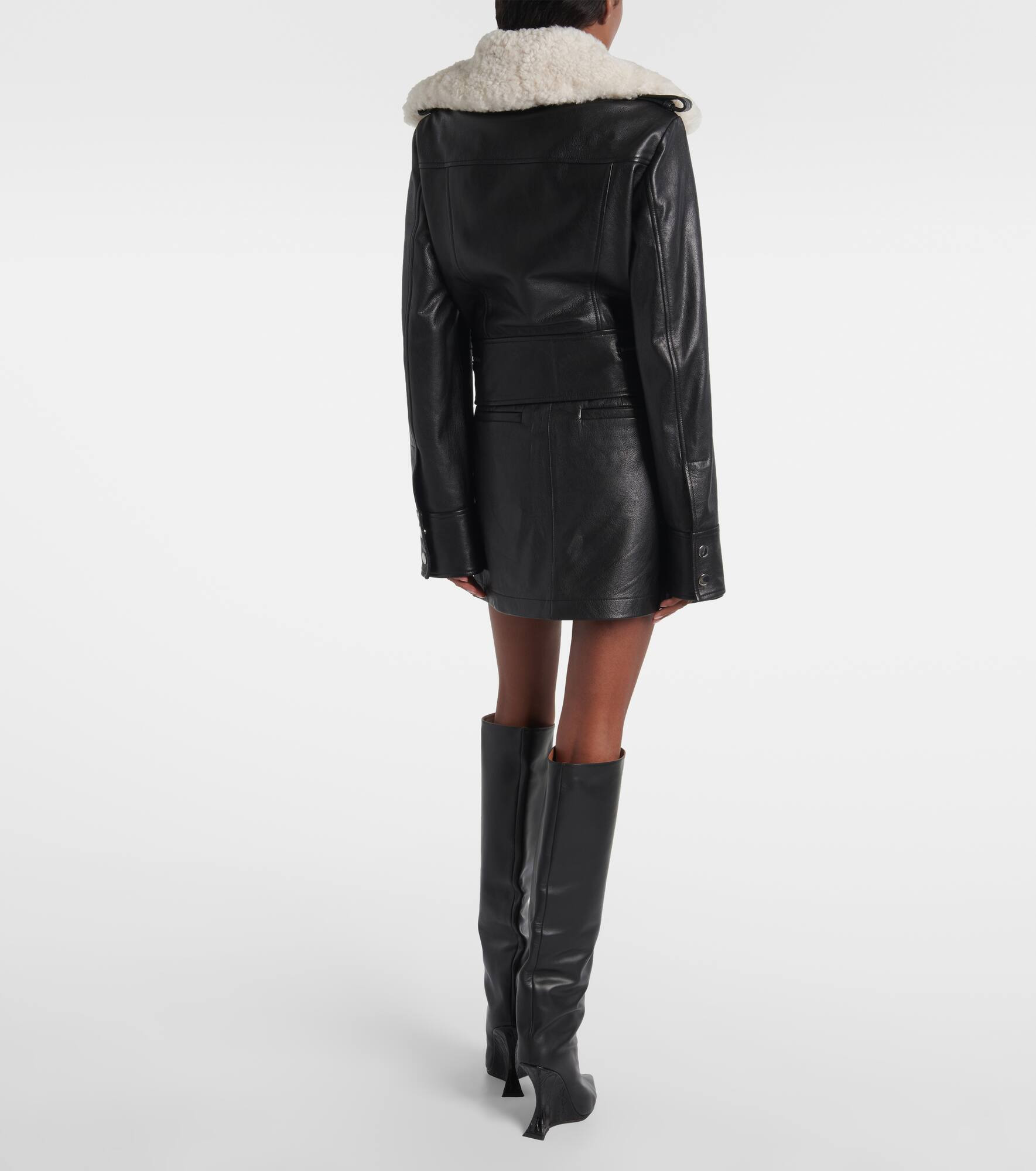 Toscana shearling-trimmed leather jacket - 3
