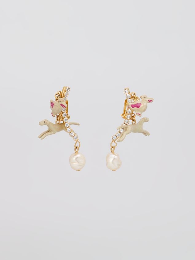 BRASS FOUND TREASURES GREYHOUND EARRINGS - 1