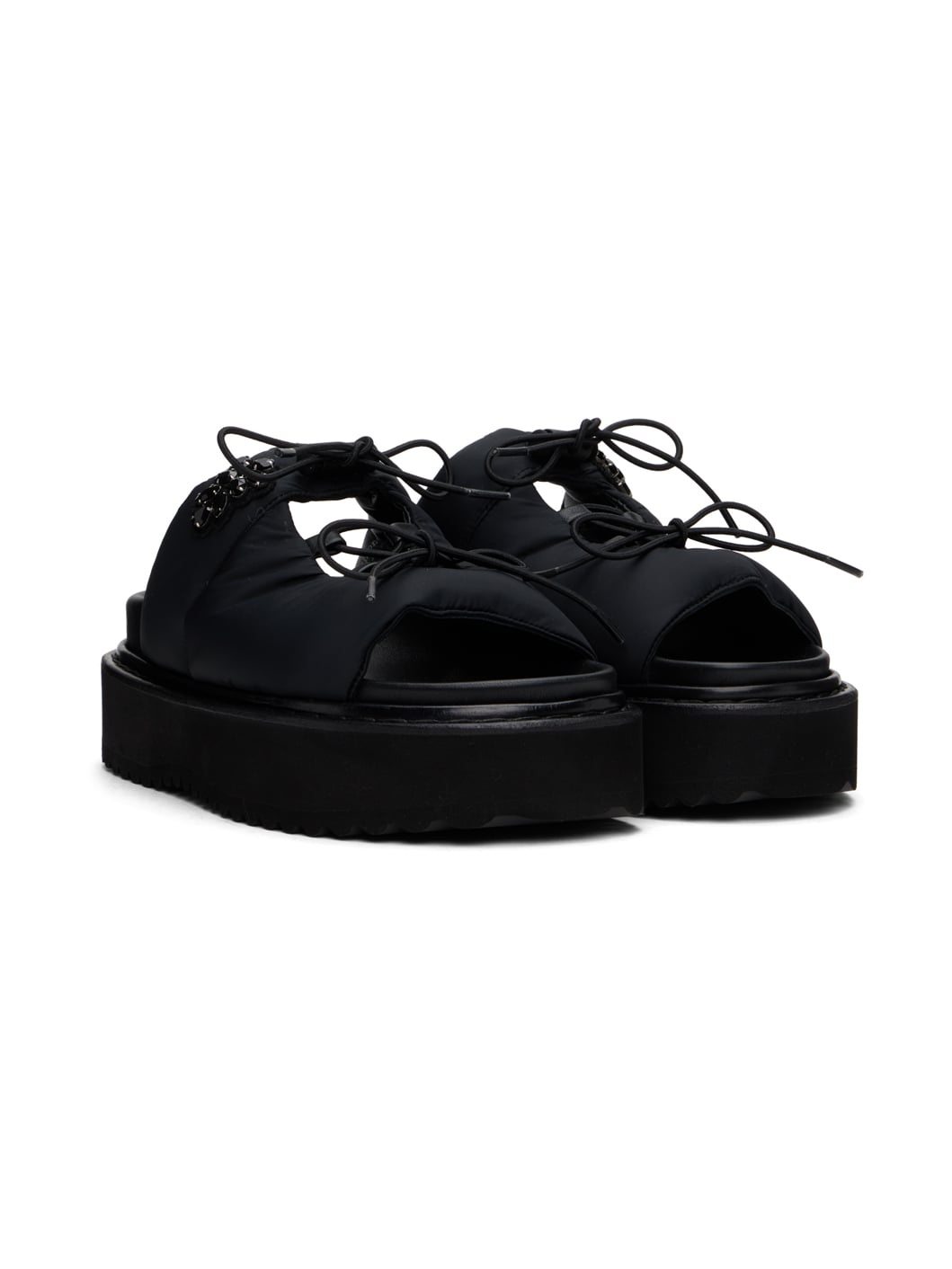 Black Platform Ghillie Sandals - 4
