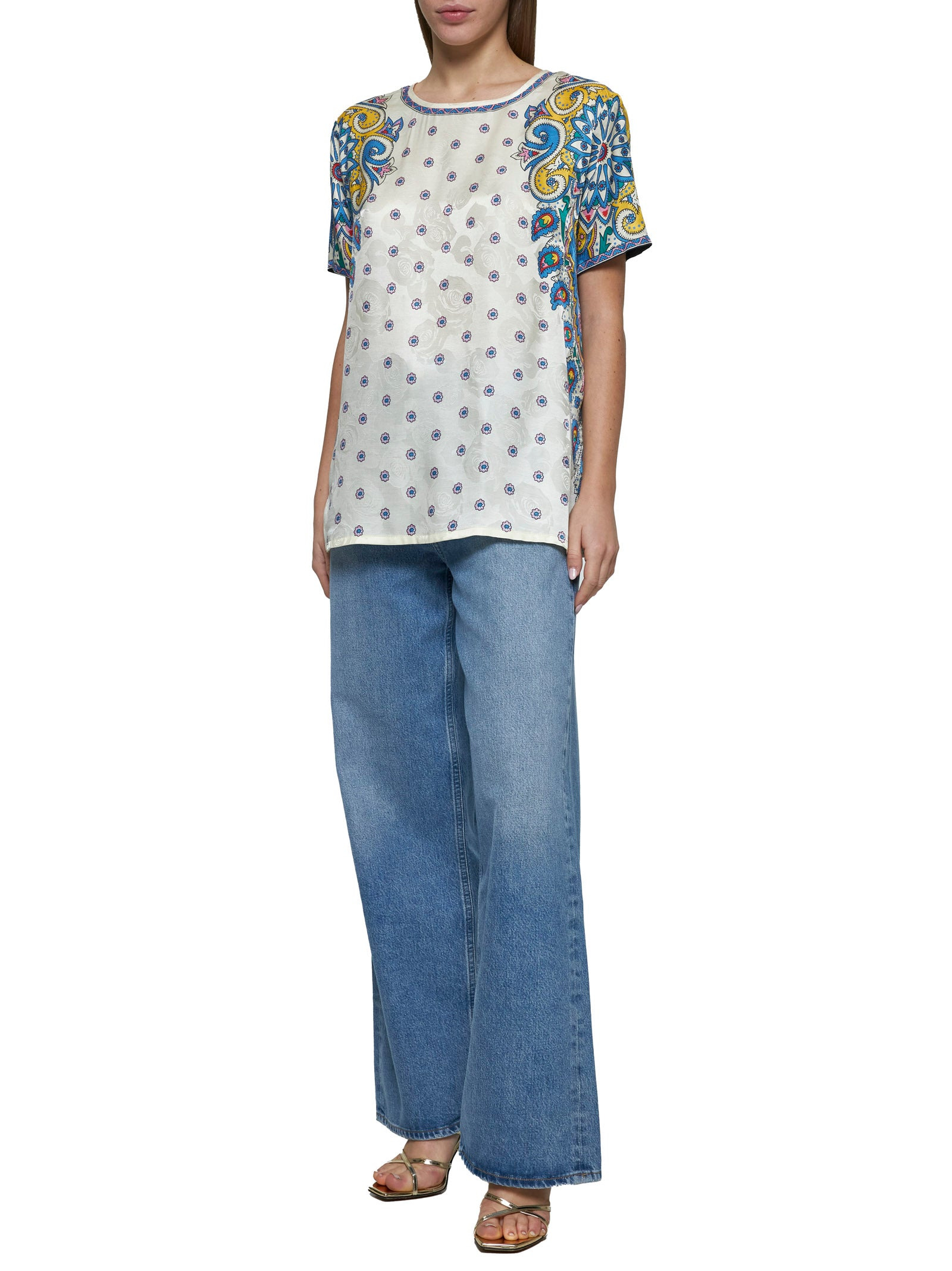 Ivory Paisley print silk blend top - 2